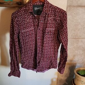 Wrangler Men's Maroon Geometric Shirt